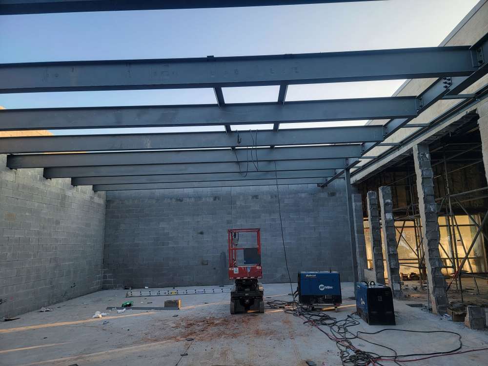 Interior Photo of Industrial Construction Project with Structural Steel and walls