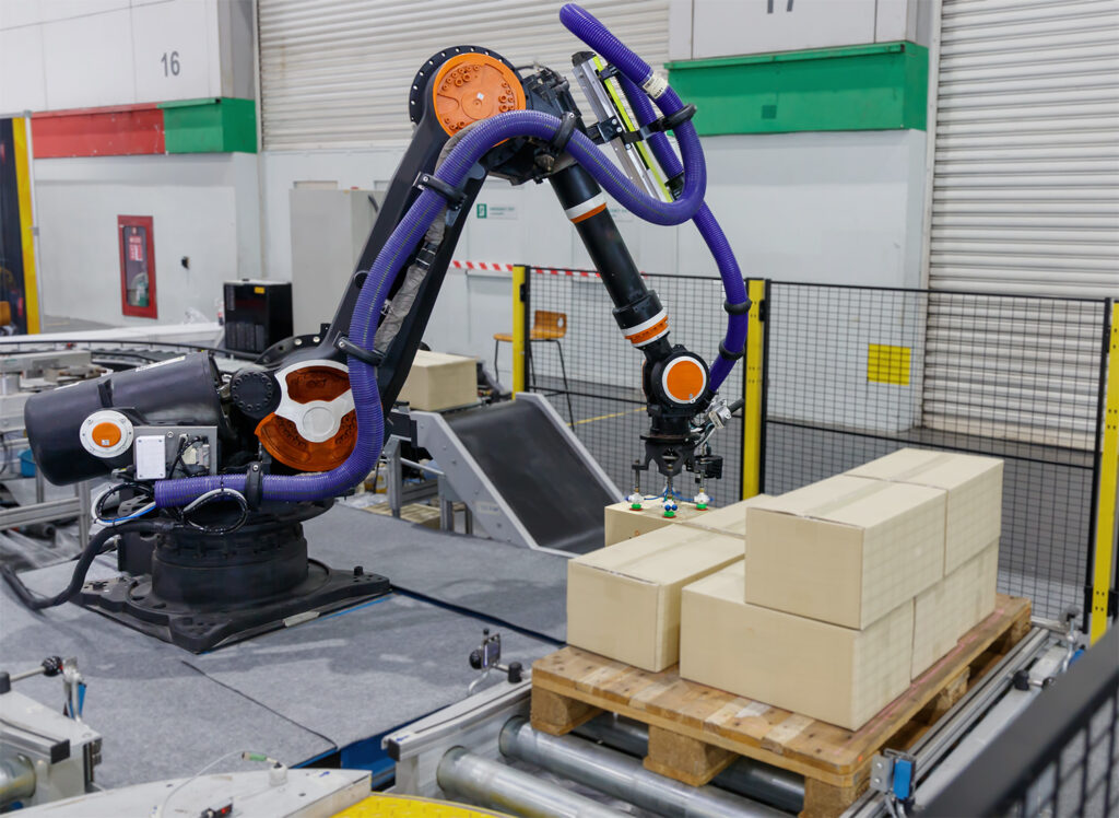 Packaging Automation and Robotics Solutions - robotic arm with boxes